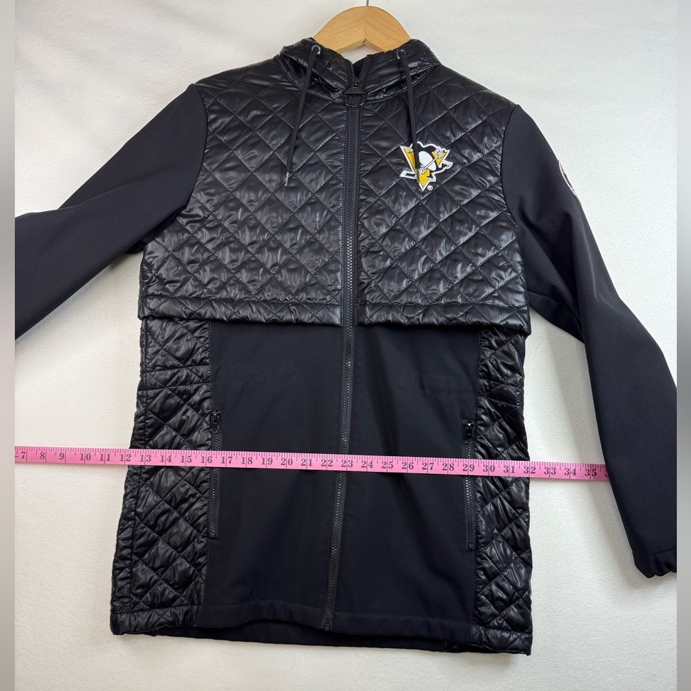 NWOT Tommy Hilfiger NHL Pittsburgh Penguins Quilted Hooded Jacked Black Small - Picture 8 of 15